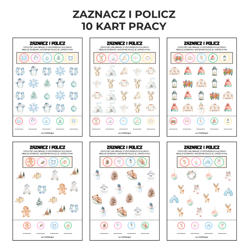 ZAZNACZ I POLICZ – 10 zimowych kart pracy PDF