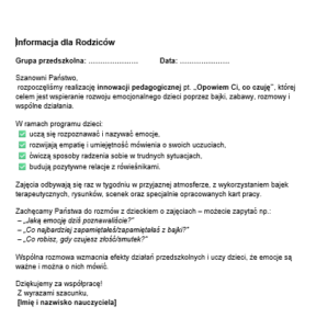 Innowacja pedagogiczna "Opowiem Ci, co czuję" - PRZEDSZKOLE - obrazek 7