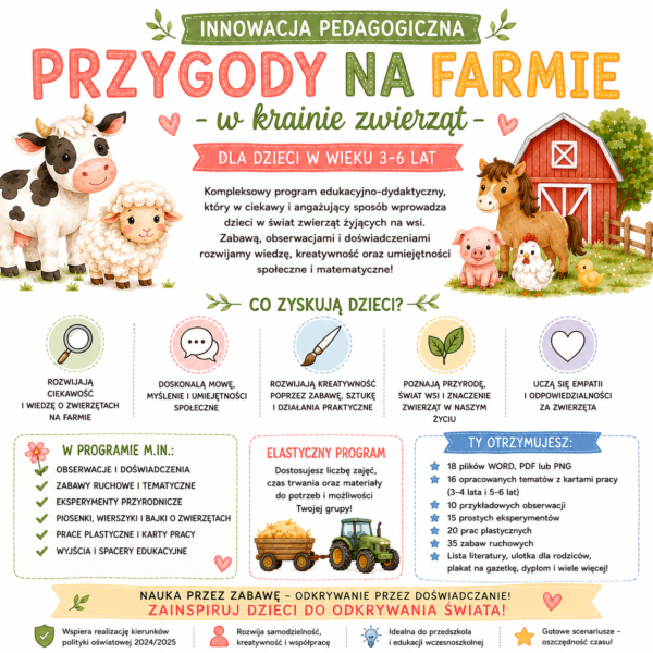 2024/2025 Innowacja pedagogiczna: Przygody na Farmie – w krainie zwierząt - PRZEDSZKOLE