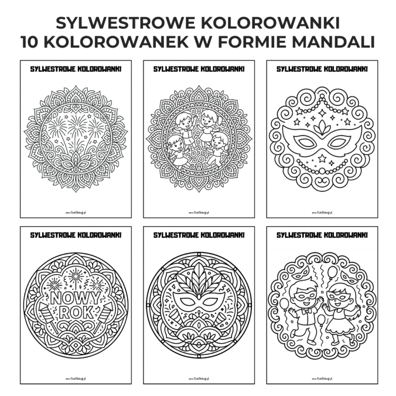 Sylwestrowe kolorowanki – 10 mandali PDF
