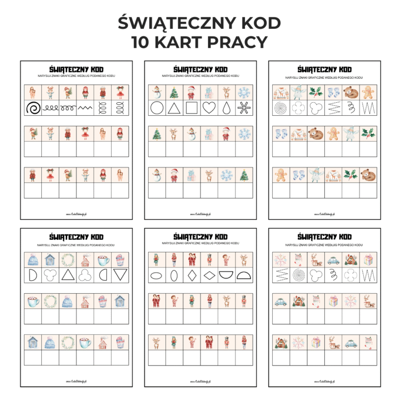 Świąteczny Kod – zestaw 10 kart pracy PDF