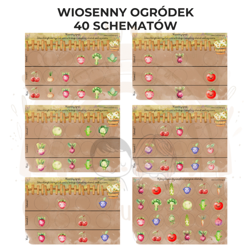 Wiosenny ogródek - 40 schematów do uzupełnienia